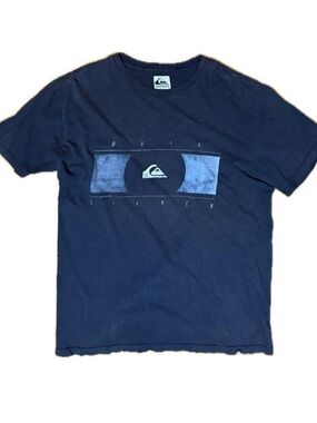 Quiksilver Navy and Light Blue Graphic Tee